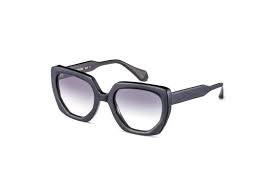 Lunettes de Soleil Femme Authentique Gigi Barcelona AMELIA Acétate noir brillant avec verres noirs dégradés, Verres design CR39