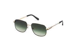 Lunettes de Soleil Homme Authentique Gigi Barcelona BLAKE Or brillant avec branches peintes à la main, noir mat. Verres verts dégradés