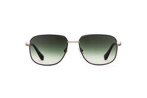 Lunettes de Soleil Homme Authentique Gigi Barcelona BLAKE Or brillant avec branches peintes à la main, noir mat. Verres verts dégradés