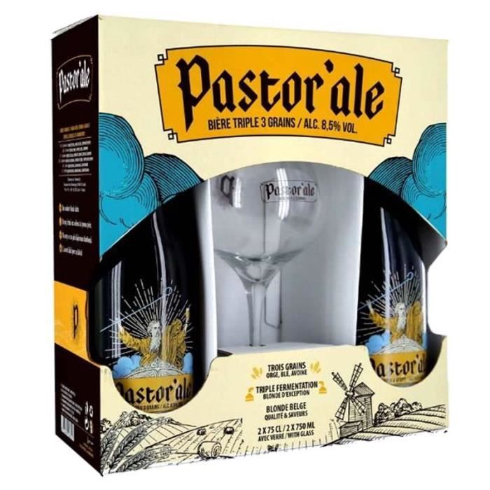 PASTOR'ALE - Coffret de 2 bieres + 1 verre - 2 x 75 cl