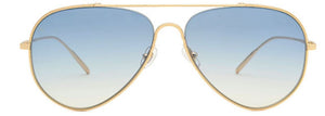 Lunettes de Soleil Femme Authentique Gigi Barcelona HABANA en Métal Titanium Shiny gold titanium verres bleus dégradés